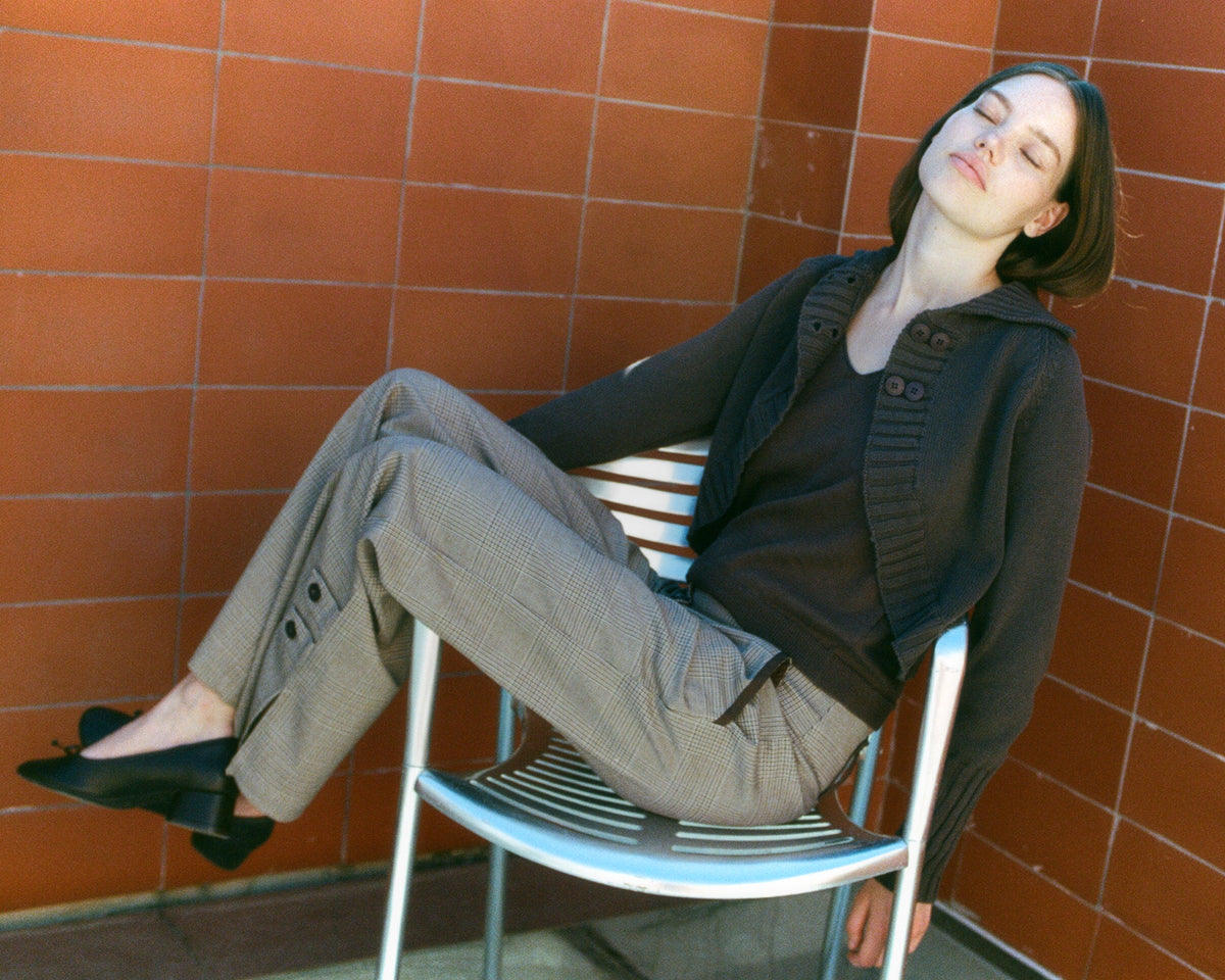 Bella black jacket worn with Olivia black skirt.