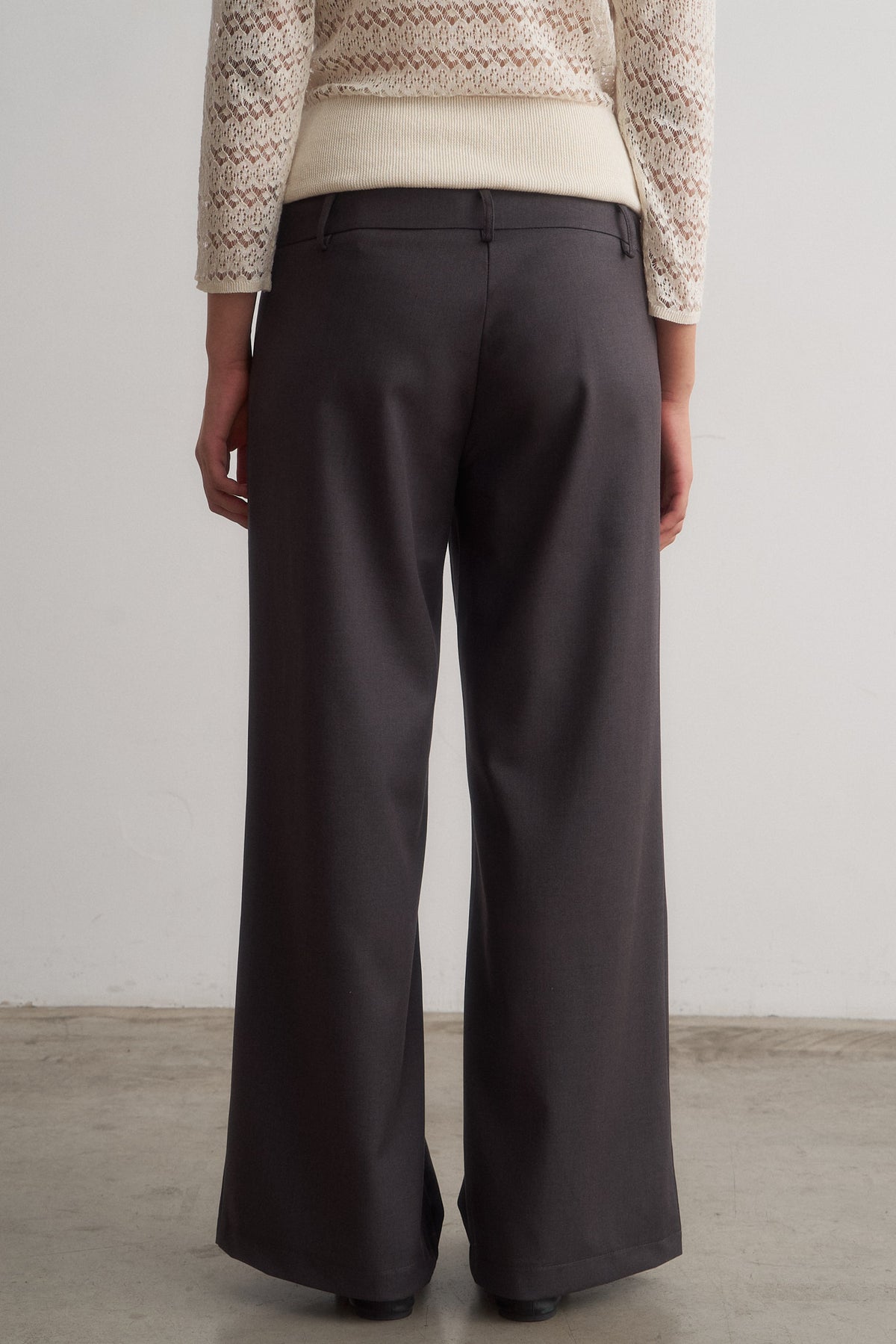 Valentina grey wide-leg trousers, rear view